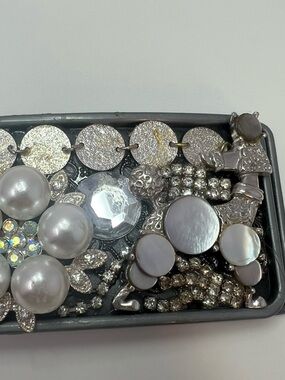 Buckle Rage Women’s Belt Buckle Poodle Dog Pearls Rhinestones Silver Hardware